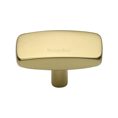 This is an image of a Heritage Brass - Cabinet Knob Rectangular Design 47mm Polished Brass Finish, c3384-47-pb that is available to order from T.H Wiggans Ironmongery in Kendal.