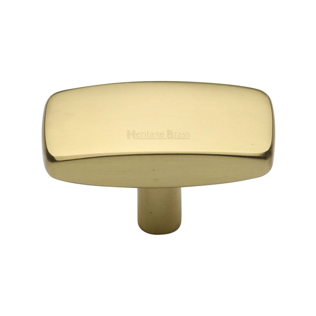 This is an image of a Heritage Brass - Cabinet Knob Rectangular Design 47mm Polished Brass Finish, c3384-47-pb that is available to order from T.H Wiggans Ironmongery in Kendal.