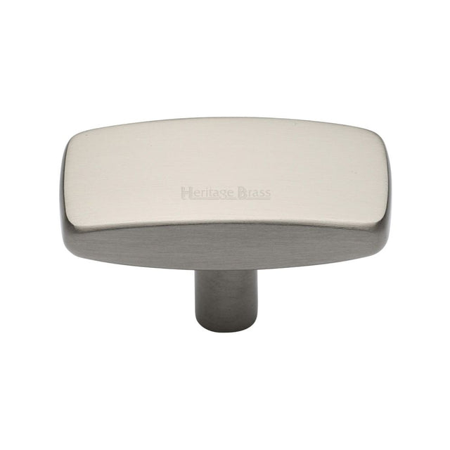 This is an image of a Heritage Brass - Cabinet Knob Rectangular Design 47mm Satin Nickel Finish, c3384-47-sn that is available to order from T.H Wiggans Ironmongery in Kendal.