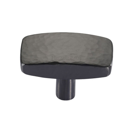 This is an image of a Heritage Brass - Cabinet Knob Rectangular Hammered Design 41mm Matt Bronze Finis, c3386-41-mb that is available to order from T.H Wiggans Ironmongery in Kendal.