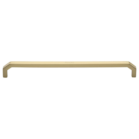 This is an image of a Heritage Brass - Cabinet Pull Hex Angular Design 254mm CTC Satin Brass Finish, c3465-254-sb that is available to order from T.H Wiggans Ironmongery in Kendal.