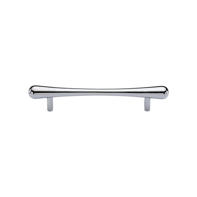 This is an image of a Heritage Brass - Cabinet Pull T-Bar Raindrop Design 128mm CTC Polished Chrome Finish, c3570-128-pc that is available to order from T.H Wiggans Ironmongery in Kendal.