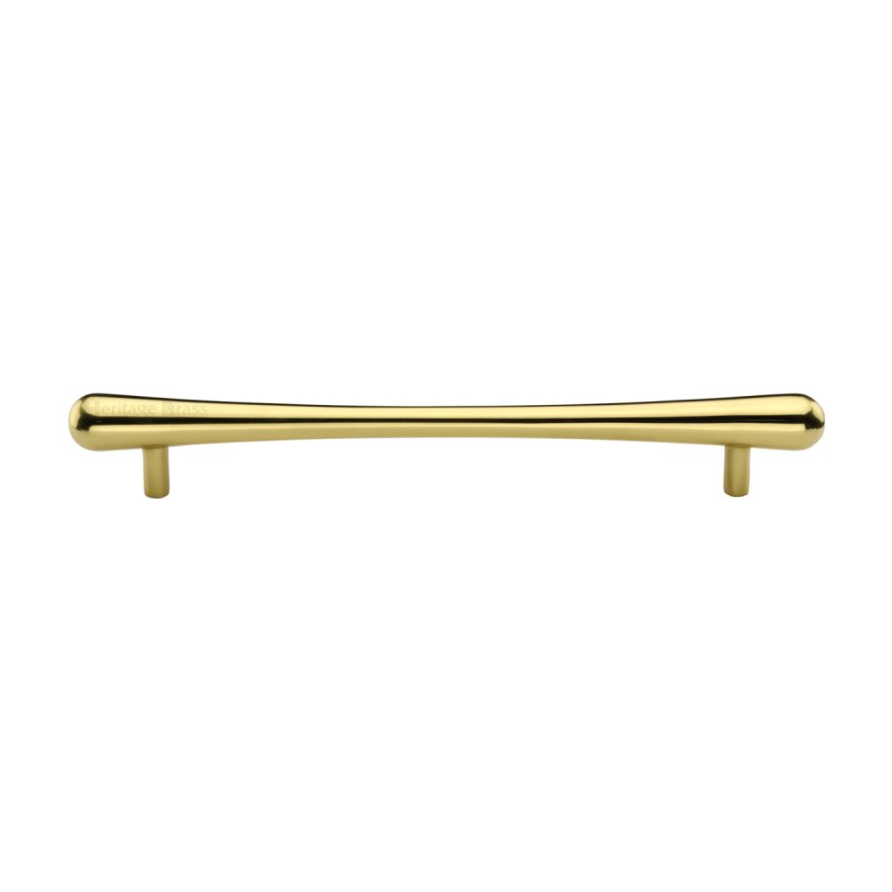 This is an image of a Heritage Brass - Cabinet Pull T-Bar Raindrop Design 192mm CTC Polished Brass Finish, c3570-192-pb that is available to order from T.H Wiggans Ironmongery in Kendal.