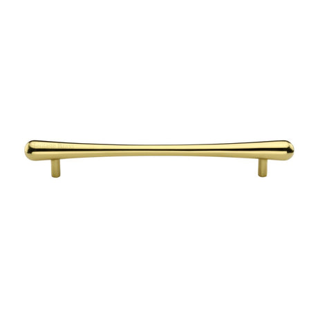 This is an image of a Heritage Brass - Cabinet Pull T-Bar Raindrop Design 192mm CTC Polished Brass Finish, c3570-192-pb that is available to order from T.H Wiggans Ironmongery in Kendal.
