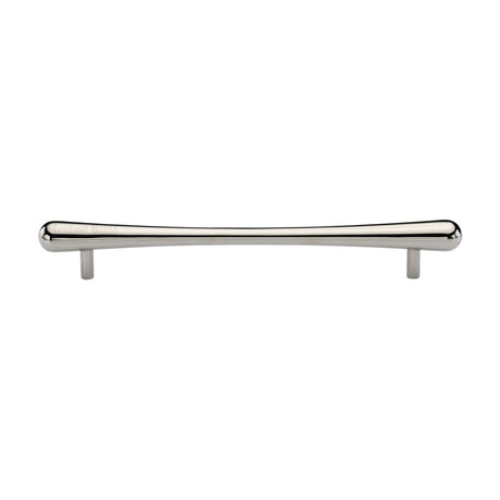 This is an image of a Heritage Brass - Cabinet Pull T-Bar Raindrop Design 192mm CTC Polished Nickel Finish, c3570-192-pnf that is available to order from T.H Wiggans Ironmongery in Kendal.