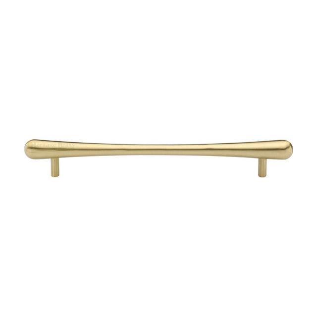 This is an image of a Heritage Brass - Cabinet Pull T-Bar Raindrop Design 192mm CTC Satin Brass Finish, c3570-192-sb that is available to order from T.H Wiggans Ironmongery in Kendal.
