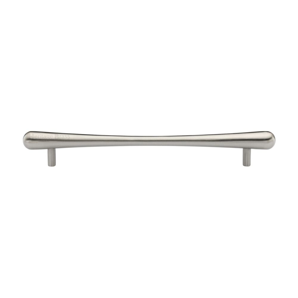 This is an image of a Heritage Brass - Cabinet Pull T-Bar Raindrop Design 192mm CTC Satin Nickel Finish, c3570-192-sn that is available to order from T.H Wiggans Ironmongery in Kendal.