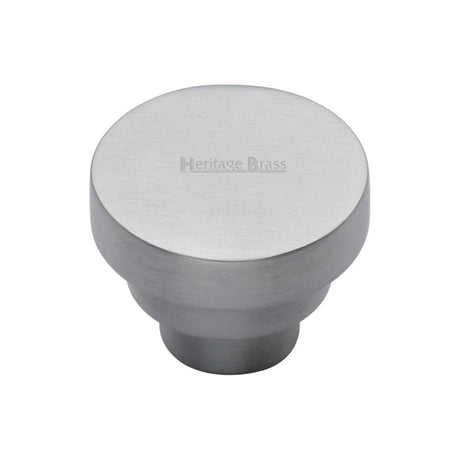 This is an image of a Heritage Brass - Cabinet Knob Round Stepped Design 32mm Satin Chrome Finish, c3624-32-sc that is available to order from T.H Wiggans Ironmongery in Kendal.