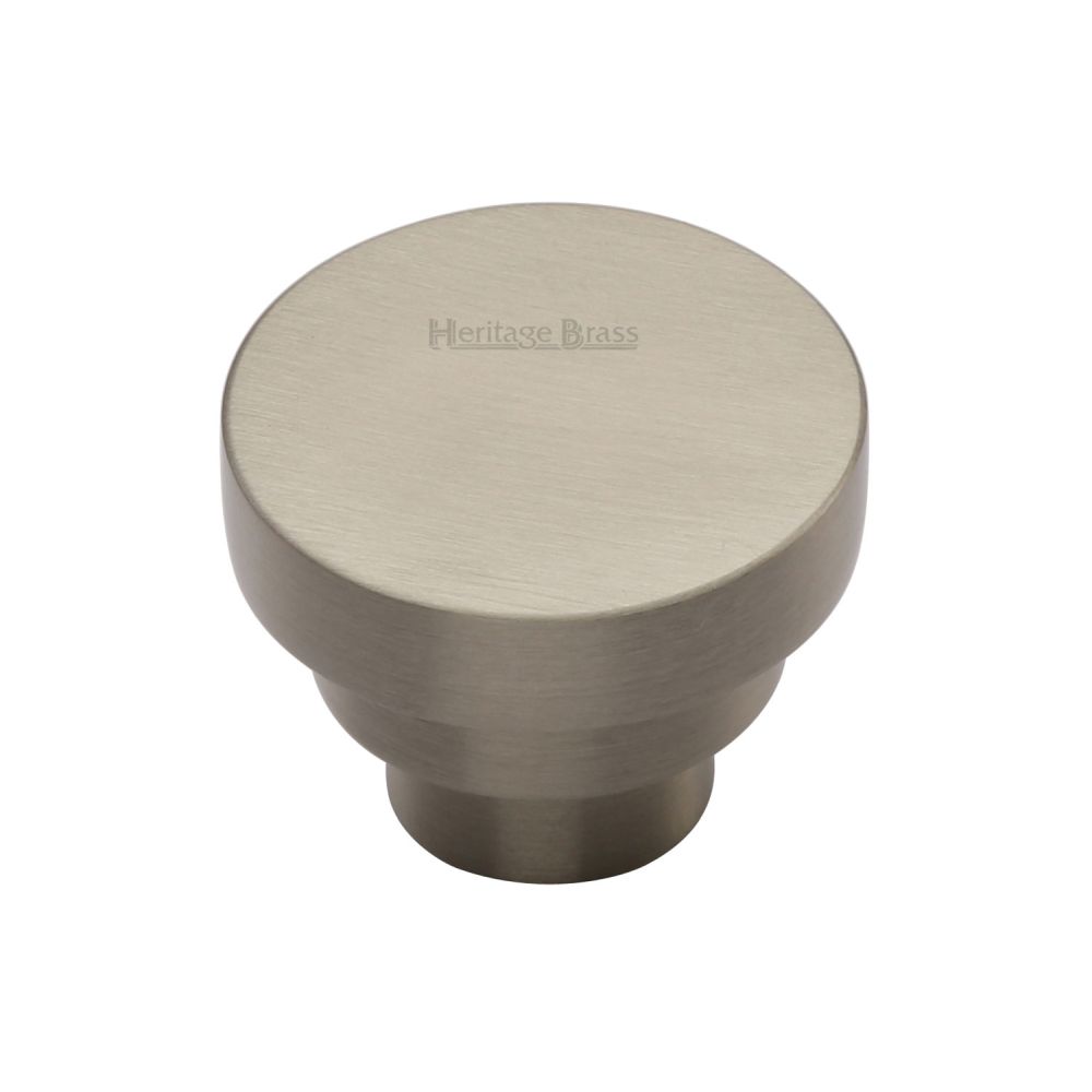 This is an image of a Heritage Brass - Cabinet Knob Round Stepped Design 32mm Satin Nickel Finish, c3624-32-sn that is available to order from T.H Wiggans Ironmongery in Kendal.