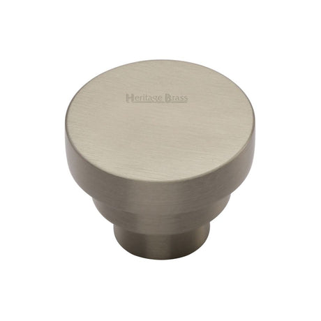 This is an image of a Heritage Brass - Cabinet Knob Round Stepped Design 32mm Satin Nickel Finish, c3624-32-sn that is available to order from T.H Wiggans Ironmongery in Kendal.