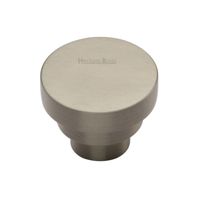 This is an image of a Heritage Brass - Cabinet Knob Round Stepped Design 32mm Satin Nickel Finish, c3624-32-sn that is available to order from T.H Wiggans Ironmongery in Kendal.