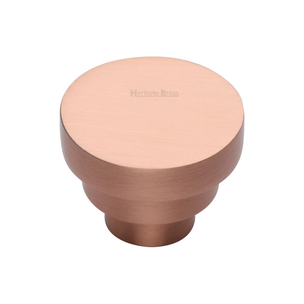 This is an image of a Heritage Brass - Cabinet Knob Round Stepped Design 32mm Satin Rose Gold Finish, c3624-32-srg that is available to order from T.H Wiggans Ironmongery in Kendal.
