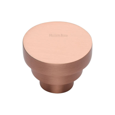 This is an image of a Heritage Brass - Cabinet Knob Round Stepped Design 32mm Satin Rose Gold Finish, c3624-32-srg that is available to order from T.H Wiggans Ironmongery in Kendal.