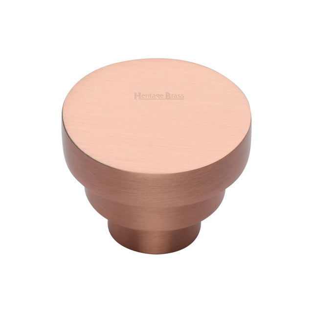 This is an image of a Heritage Brass - Cabinet Knob Round Stepped Design 32mm Satin Rose Gold Finish, c3624-32-srg that is available to order from T.H Wiggans Ironmongery in Kendal.