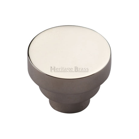 This is an image of a Heritage Brass - Cabinet Knob Round Stepped Design 38mm Polished Nickel Finish, c3624-38-pnf that is available to order from T.H Wiggans Ironmongery in Kendal.
