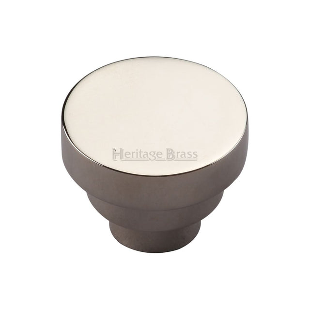 This is an image of a Heritage Brass - Cabinet Knob Round Stepped Design 38mm Polished Nickel Finish, c3624-38-pnf that is available to order from T.H Wiggans Ironmongery in Kendal.