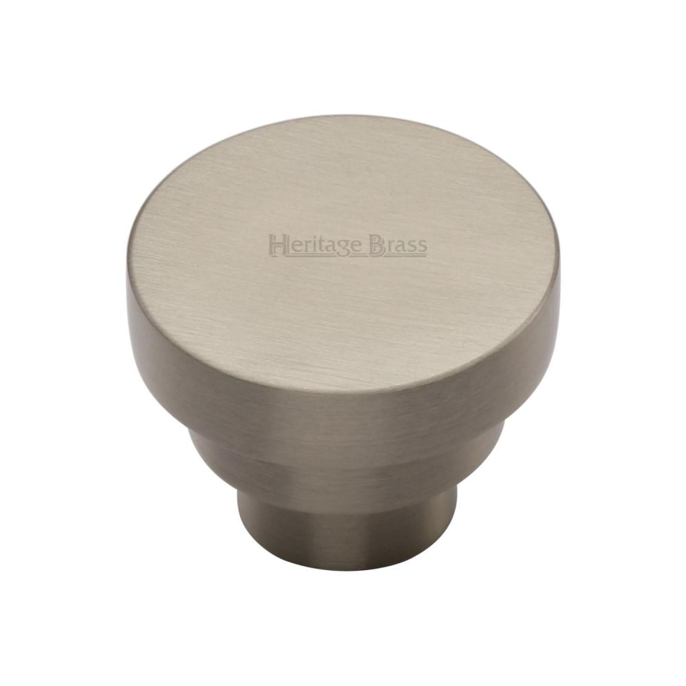 This is an image of a Heritage Brass - Cabinet Knob Round Stepped Design 38mm Satin Nickel Finish, c3624-38-sn that is available to order from T.H Wiggans Ironmongery in Kendal.