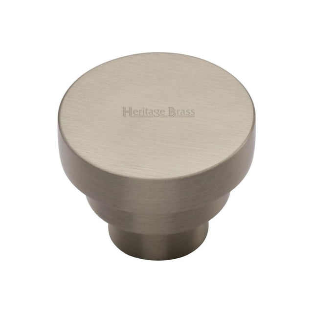 This is an image of a Heritage Brass - Cabinet Knob Round Stepped Design 38mm Satin Nickel Finish, c3624-38-sn that is available to order from T.H Wiggans Ironmongery in Kendal.