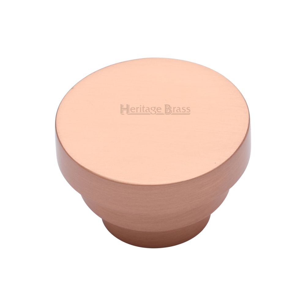 This is an image of a Heritage Brass - Cabinet Knob Round Stepped Design 38mm Satin Rose Gold Finish, c3624-38-srg that is available to order from T.H Wiggans Ironmongery in Kendal.