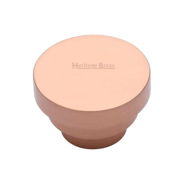 This is an image of a Heritage Brass - Cabinet Knob Round Stepped Design 38mm Satin Rose Gold Finish, c3624-38-srg that is available to order from T.H Wiggans Ironmongery in Kendal.