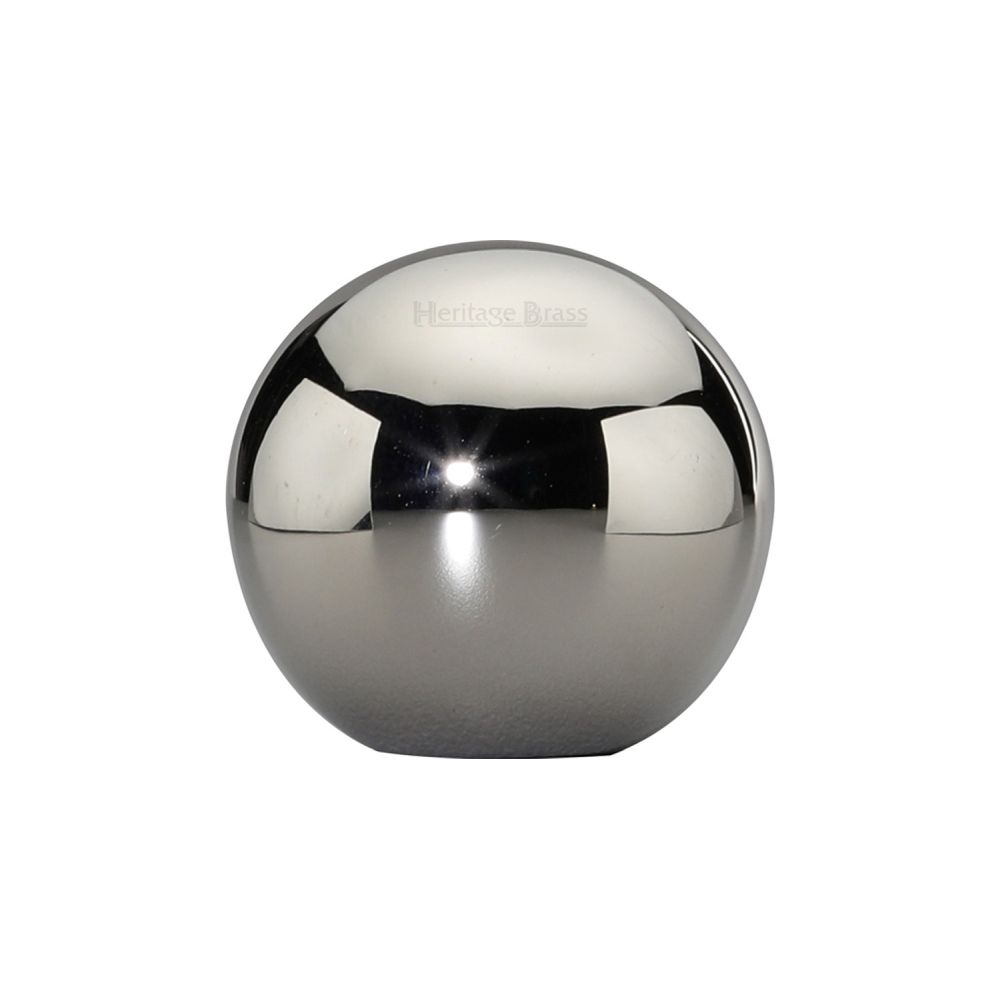 This is an image of a Heritage Brass - Cabinet Knob Globe Design 25mm Polished Nickel Finish, c3627-pnf that is available to order from T.H Wiggans Ironmongery in Kendal.