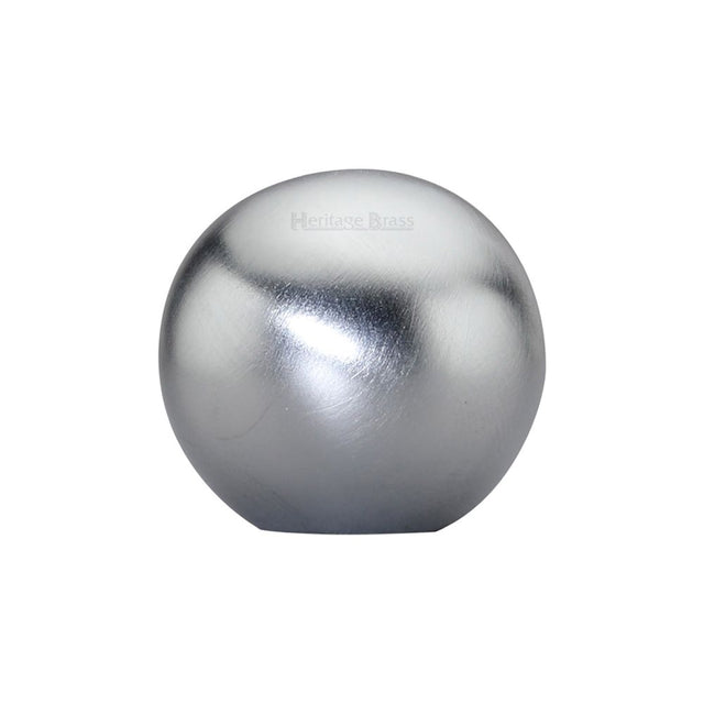 This is an image of a Heritage Brass - Cabinet Knob Globe Design 25mm Satin Chrome Finish, c3627-sc that is available to order from T.H Wiggans Ironmongery in Kendal.