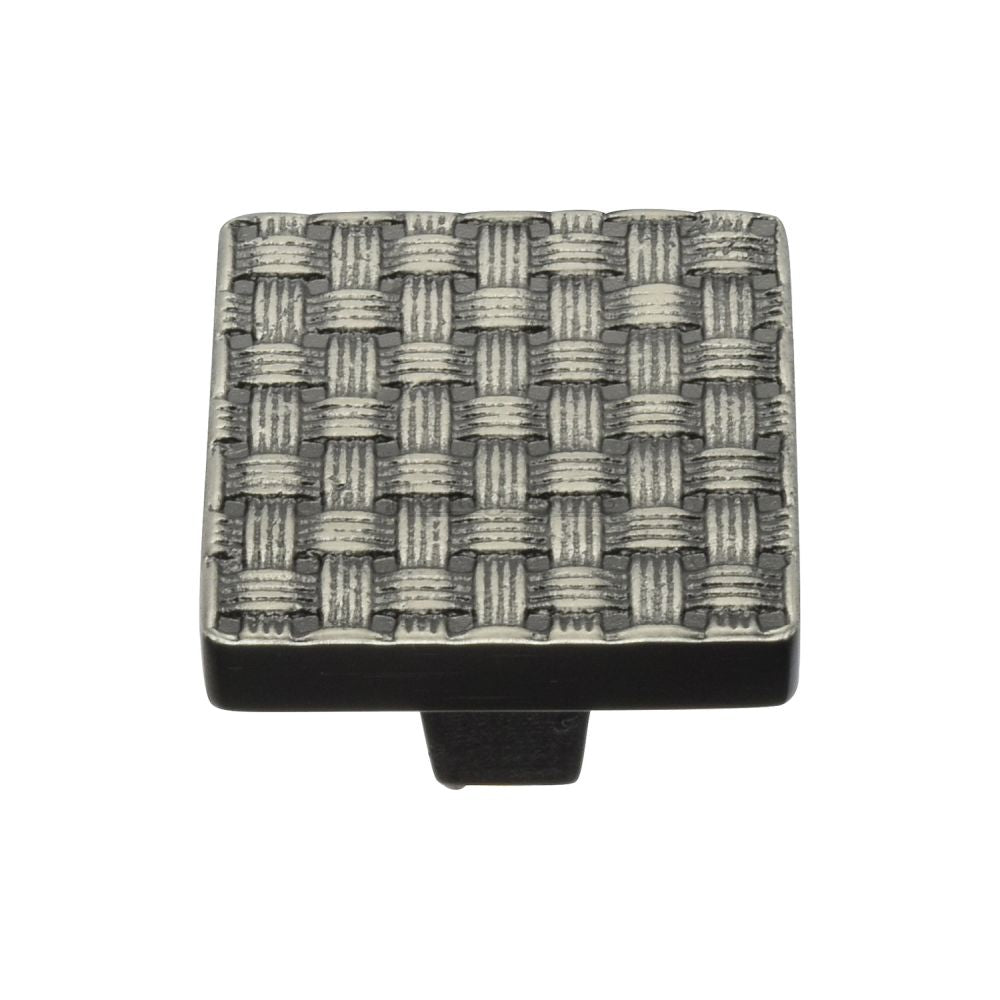 This is an image of a Heritage Brass - Cabinet Knob Square Weave Design 32mm Aged Nickel Finish, c3631-32-an that is available to order from T.H Wiggans Ironmongery in Kendal.