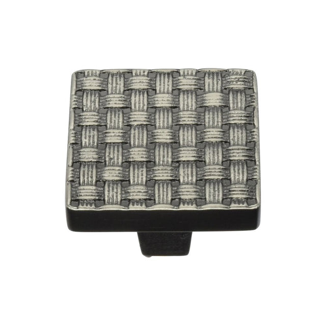 This is an image of a Heritage Brass - Cabinet Knob Square Weave Design 32mm Aged Nickel Finish, c3631-32-an that is available to order from T.H Wiggans Ironmongery in Kendal.