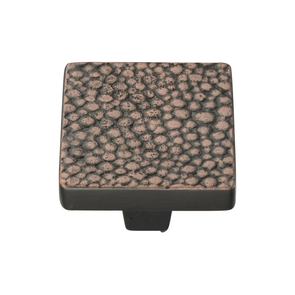 This is an image of a Heritage Brass - Cabinet Knob Square Stingray Design 32mm Aged Copper Finish, c3653-32-ac that is available to order from T.H Wiggans Ironmongery in Kendal.