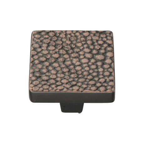 This is an image of a Heritage Brass - Cabinet Knob Square Stingray Design 32mm Aged Copper Finish, c3653-32-ac that is available to order from T.H Wiggans Ironmongery in Kendal.