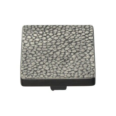 This is an image of a Heritage Brass - Cabinet Knob Square Stingray Design 38mm Aged Nickel Finish, c3653-38-an that is available to order from T.H Wiggans Ironmongery in Kendal.