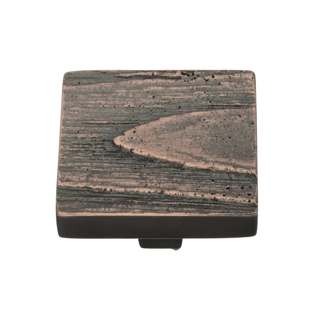This is an image of a Heritage Brass - Cabinet Knob Square Pine Design 38mm Aged Copper Finish, c3664-38-ac that is available to order from T.H Wiggans Ironmongery in Kendal.