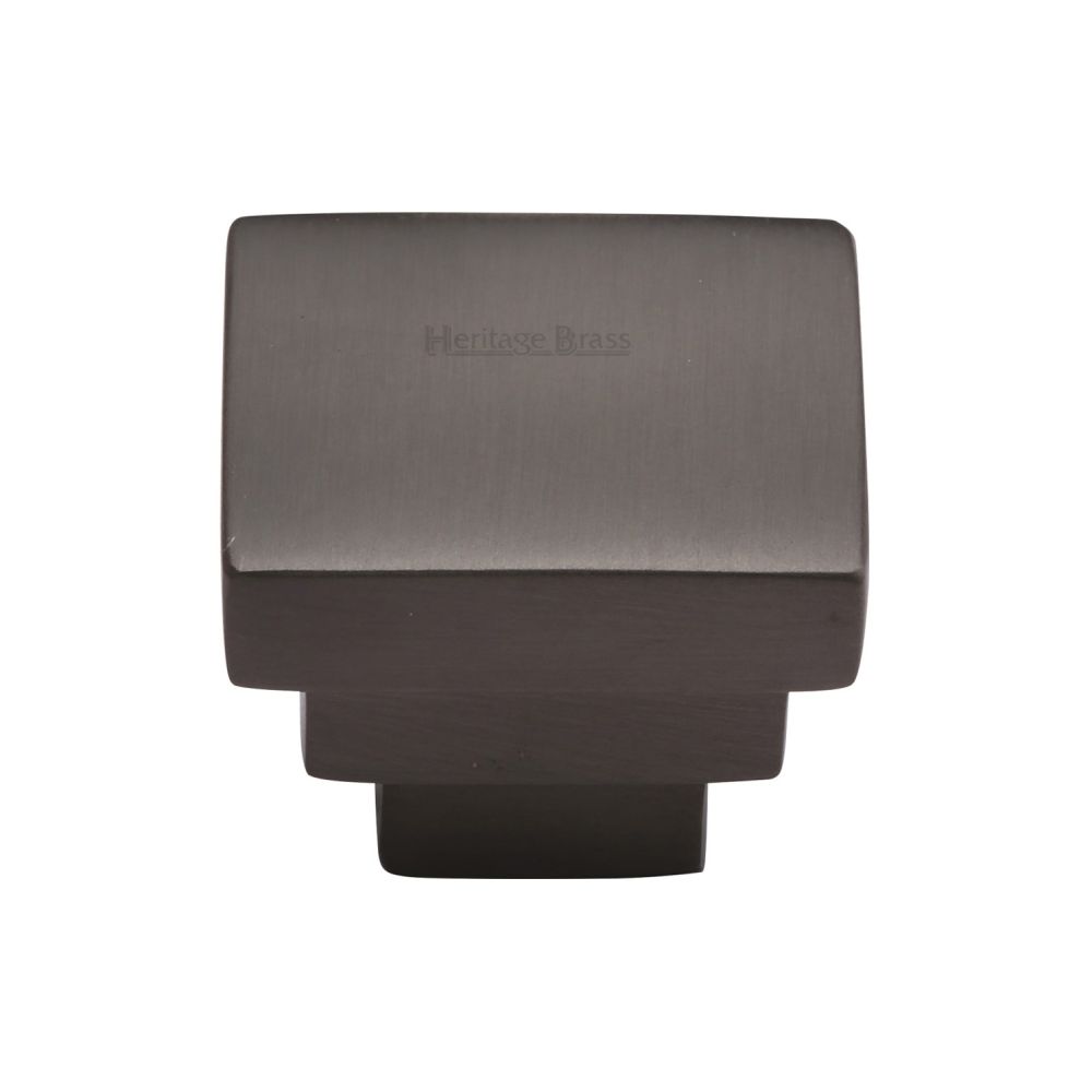 This is an image of a Heritage Brass - Cabinet Knob Square Stepped Design 32mm Matt Bronze Finish, c3672-32-mb that is available to order from T.H Wiggans Ironmongery in Kendal.