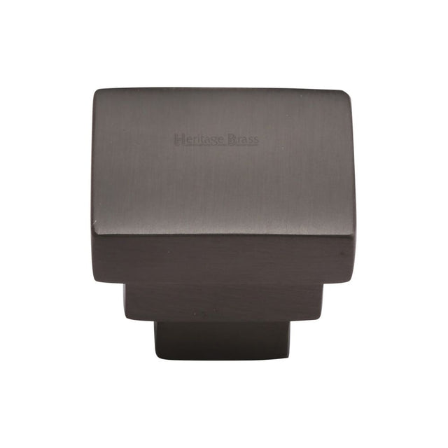 This is an image of a Heritage Brass - Cabinet Knob Square Stepped Design 32mm Matt Bronze Finish, c3672-32-mb that is available to order from T.H Wiggans Ironmongery in Kendal.