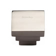 This is an image of a Heritage Brass - Cabinet Knob Square Stepped Design 32mm Polished Nickel Finish, c3672-32-pnf that is available to order from T.H Wiggans Ironmongery in Kendal.