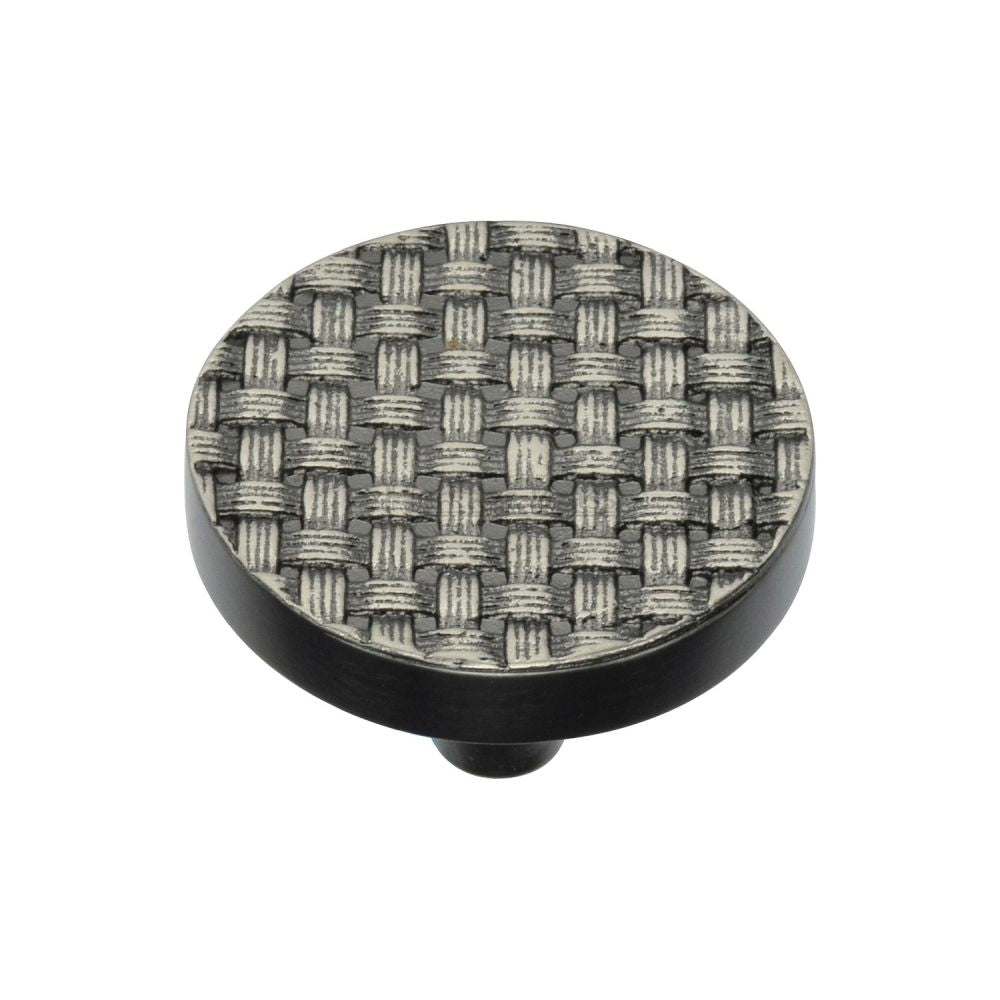 This is an image of a Heritage Brass - Cabinet Knob Round Weave Design 38mm Aged Nickel Finish, c3675-38-an that is available to order from T.H Wiggans Ironmongery in Kendal.