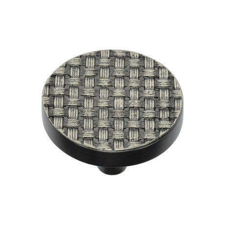 This is an image of a Heritage Brass - Cabinet Knob Round Weave Design 38mm Aged Nickel Finish, c3675-38-an that is available to order from T.H Wiggans Ironmongery in Kendal.