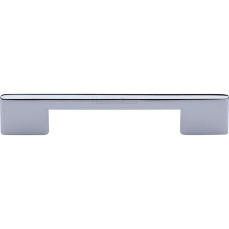 This is an image of a Heritage Brass - Cabinet Pull Slim Metro Design 128mm CTC Polished Chrome Finish, c3681-128-pc that is available to order from T.H Wiggans Ironmongery in Kendal.
