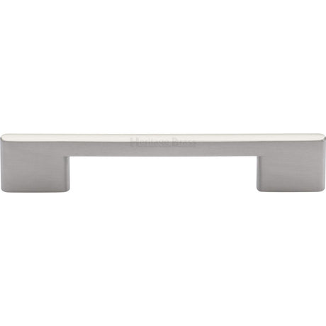 This is an image of a Heritage Brass - Cabinet Pull Slim Metro Design 128mm CTC Satin Nickel Finish, c3681-128-sn that is available to order from T.H Wiggans Ironmongery in Kendal.