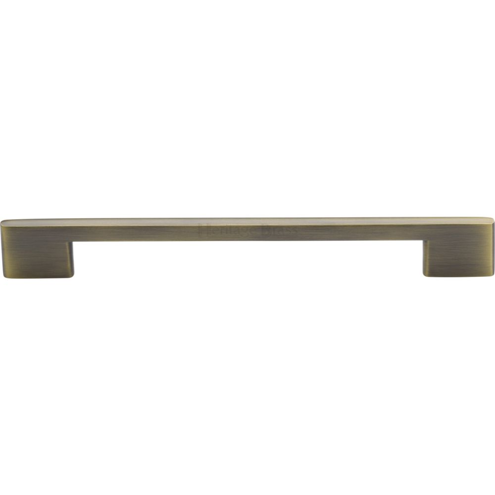 This is an image of a Heritage Brass - Cabinet Pull Slim Metro Design 192mm CTC Antique Brass Finish, c3681-192-at that is available to order from T.H Wiggans Ironmongery in Kendal.