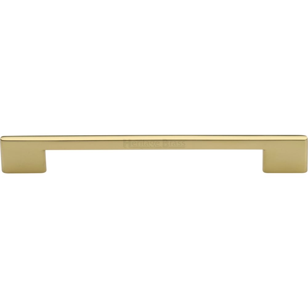 This is an image of a Heritage Brass - Cabinet Pull Slim Metro Design 192mm CTC Polished Brass Finish, c3681-192-pb that is available to order from T.H Wiggans Ironmongery in Kendal.