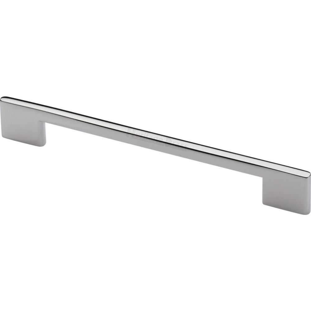 This is an image of a Heritage Brass - Cabinet Pull Slim Metro Design 192mm CTC Polished Nickel Finish, c3681-192-pnf that is available to order from T.H Wiggans Ironmongery in Kendal.