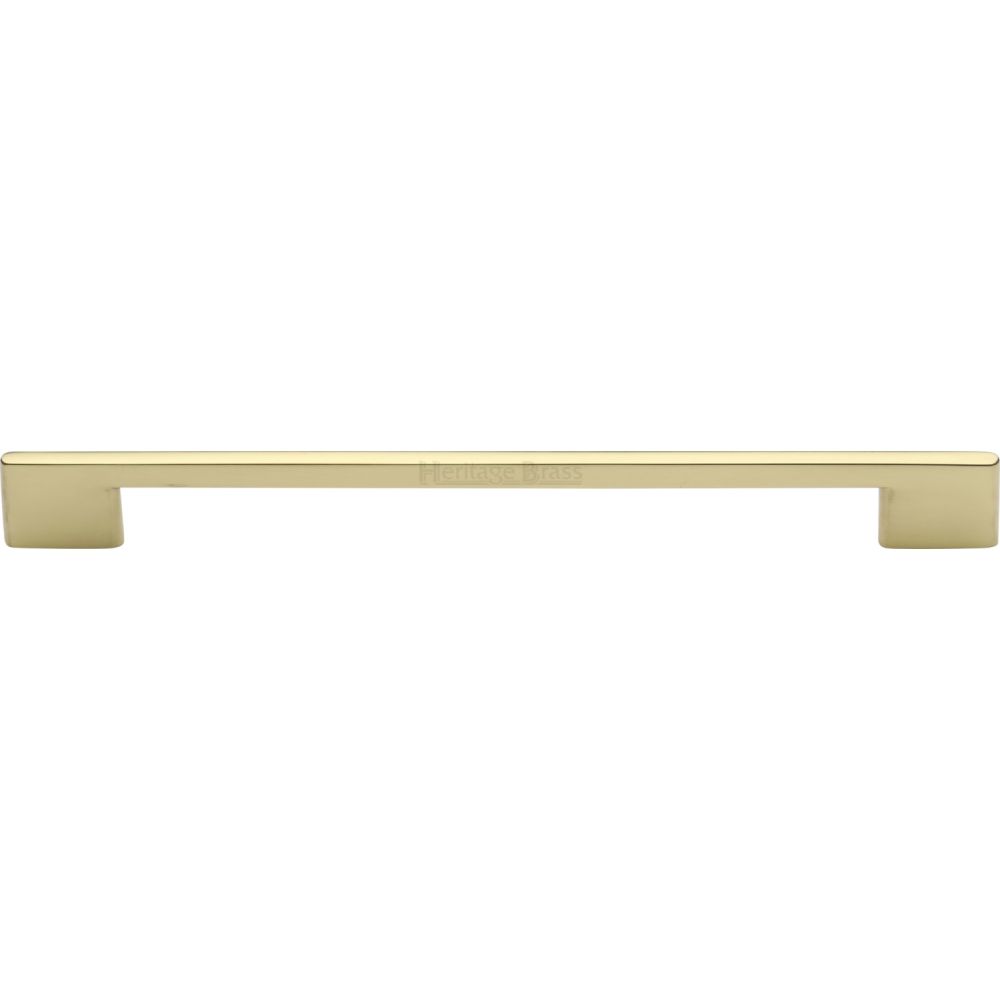 This is an image of a Heritage Brass - Cabinet Pull Slim Metro Design 256mm CTC Polished Brass Finish, c3681-256-pb that is available to order from T.H Wiggans Ironmongery in Kendal.