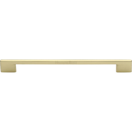 This is an image of a Heritage Brass - Cabinet Pull Slim Metro Design 256mm CTC Polished Brass Finish, c3681-256-pb that is available to order from T.H Wiggans Ironmongery in Kendal.