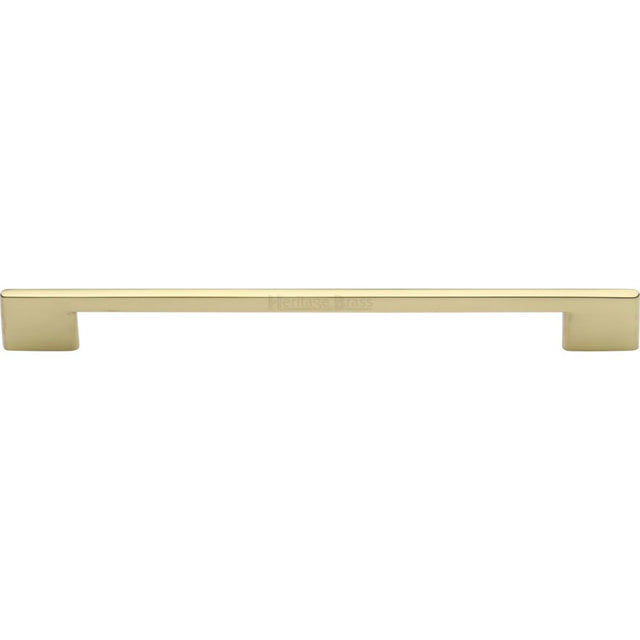 This is an image of a Heritage Brass - Cabinet Pull Slim Metro Design 256mm CTC Polished Brass Finish, c3681-256-pb that is available to order from T.H Wiggans Ironmongery in Kendal.