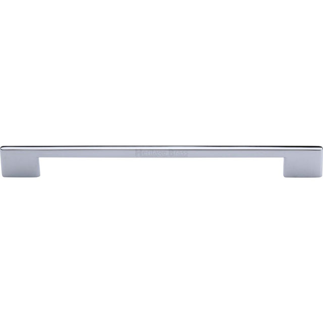 This is an image of a Heritage Brass - Cabinet Pull Slim Metro Design 256mm CTC Polished Chrome Finish, c3681-256-pc that is available to order from T.H Wiggans Ironmongery in Kendal.