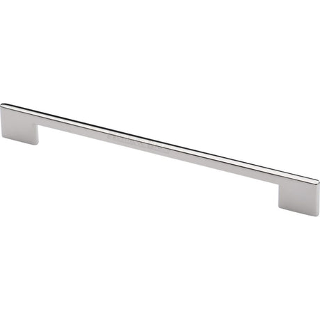 This is an image of a Heritage Brass - Cabinet Pull Slim Metro Design 256mm CTC Polished Nickel Finish, c3681-256-pnf that is available to order from T.H Wiggans Ironmongery in Kendal.