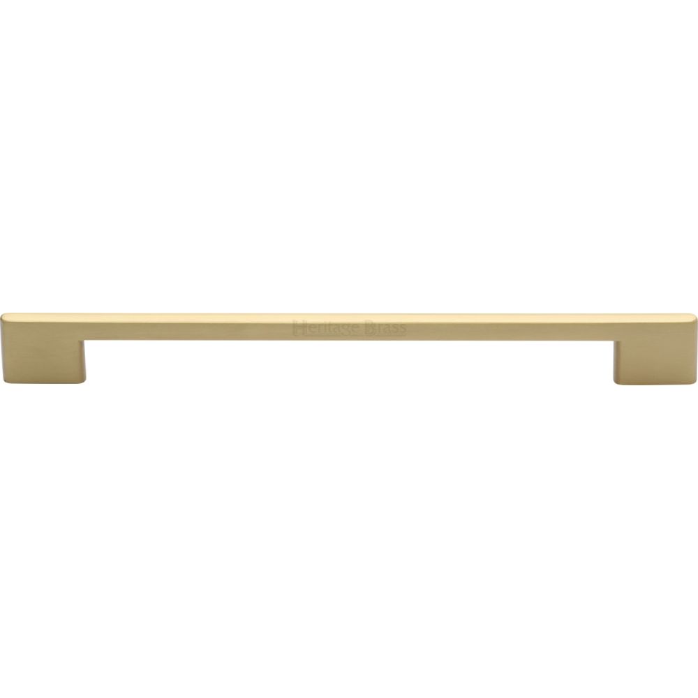 This is an image of a Heritage Brass - Cabinet Pull Slim Metro Design 256mm CTC Satin Brass Finish, c3681-256-sb that is available to order from T.H Wiggans Ironmongery in Kendal.
