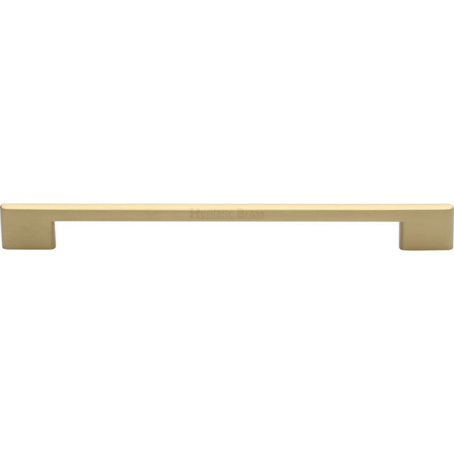 This is an image of a Heritage Brass - Cabinet Pull Slim Metro Design 256mm CTC Satin Brass Finish, c3681-256-sb that is available to order from T.H Wiggans Ironmongery in Kendal.