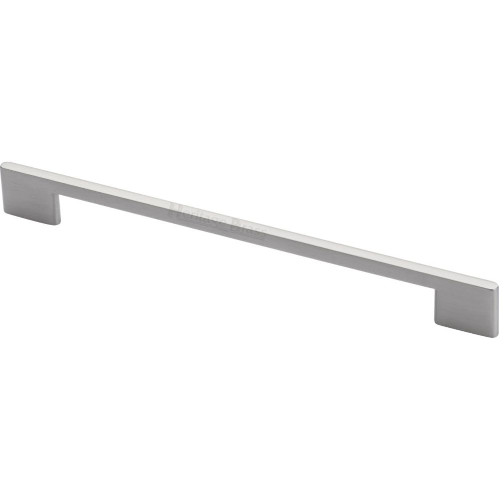 This is an image of a Heritage Brass - Cabinet Pull Slim Metro Design 256mm CTC Satin Nickel Finish, c3681-256-sn that is available to order from T.H Wiggans Ironmongery in Kendal.